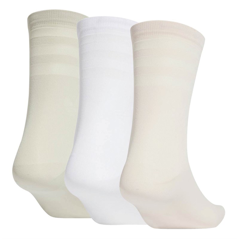 adidas Originals Womens Collective Power Mid Cut Three Pack Crew Socks Beige/White/Wonder Quartz
