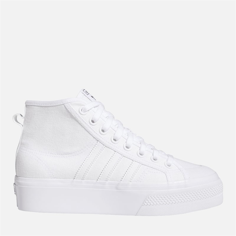 adidas Originals Womens Nizza Platform Mid Trainers Cloud White/Cloud White/Cloud White