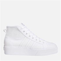 adidas Originals Womens Nizza Platform Mid Trainers Cloud White/Cloud White/Cloud White