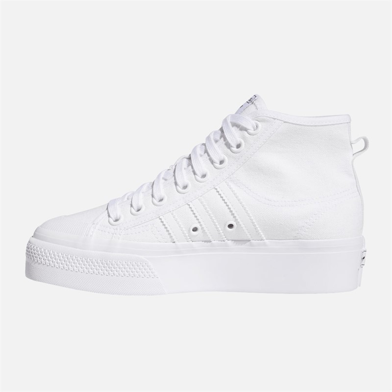 adidas Originals Womens Nizza Platform Mid Trainers Cloud White/Cloud White/Cloud White