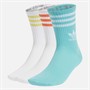 adidas Originals Mid Cut 3-Stripes Three Pack Crew Socks White/Easy Mint/White
