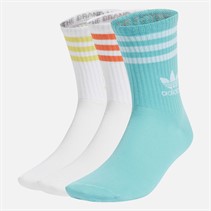 adidas Originals Mid Cut 3-Stripes Three Pack Crew Socks White/Easy Mint/White