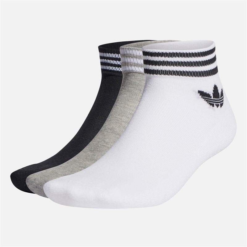 adidas Originals Island Club Trefoil Three Pack Quarter Socks White/Medium Grey Heather/Black