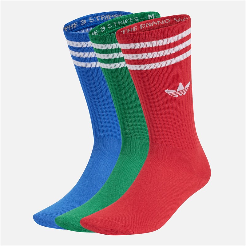 adidas Originals Soild Three Pack Crew Socks Blue/Red/Green