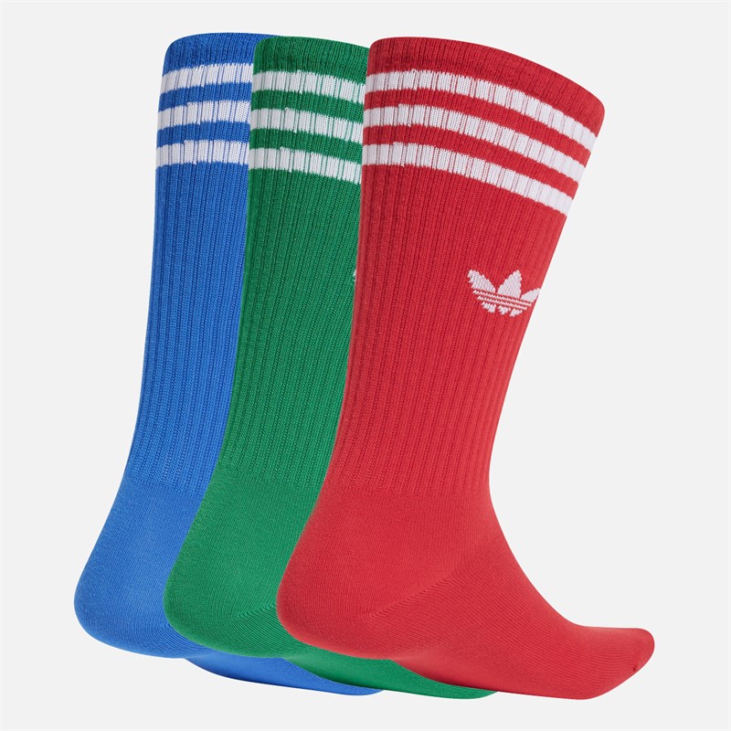 adidas Originals Soild Three Pack Crew Socks Blue/Red/Green