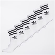 adidas Originals 3-Stripes Six Pack Crew Socks White