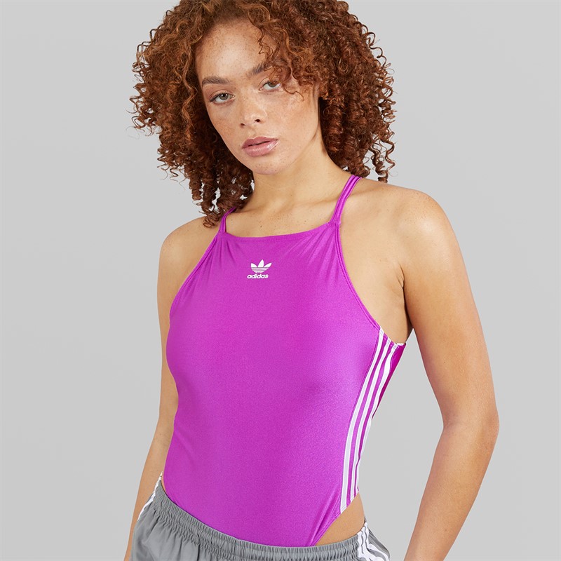 adidas Originals Womens 3-Stripes Adicolor Bodysuit Purple Burst