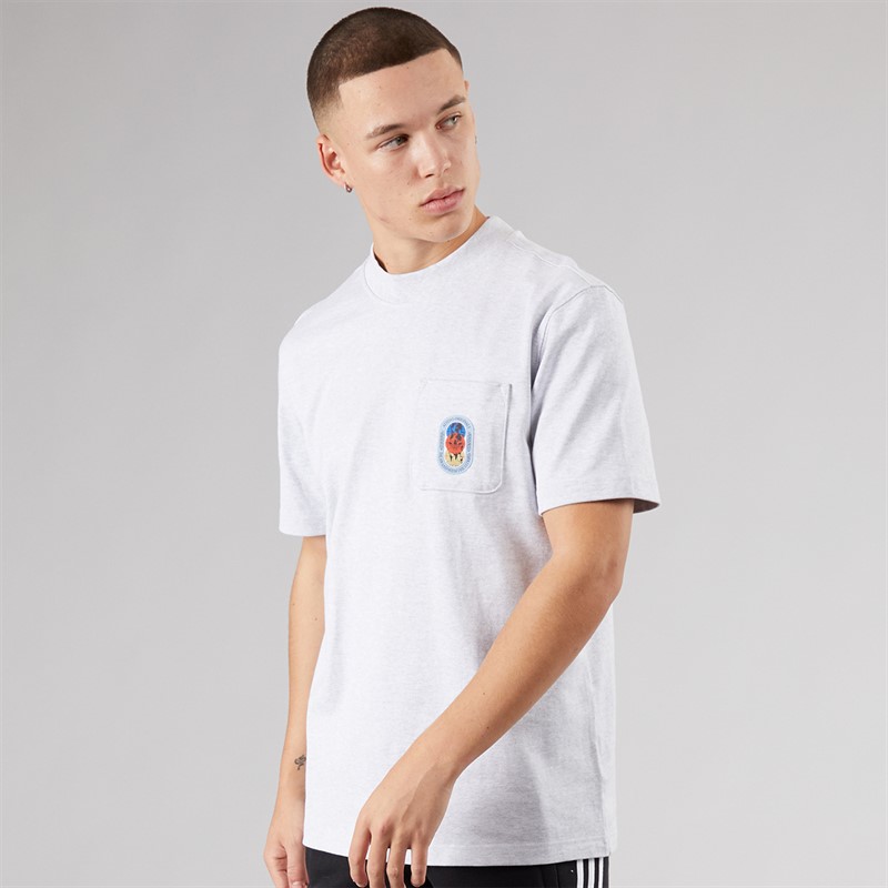 adidas Originals Mens Pocket Graphic T-Shirt Light Grey Heather