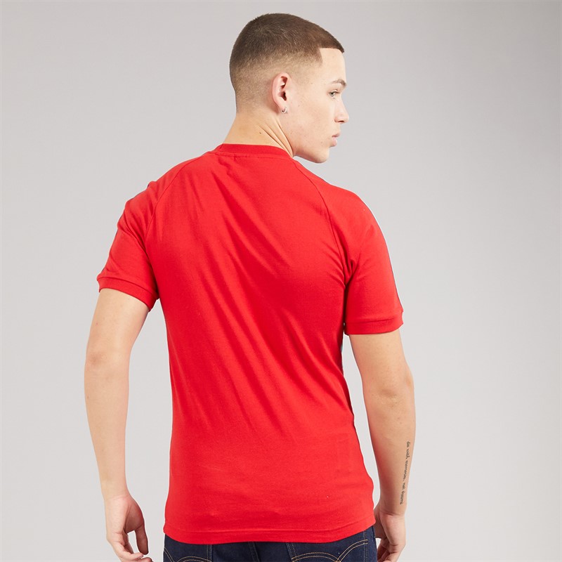 adidas Originals Mens 3-Stripes Adicolor Panel T-Shirt Better Scarlet/Preloved Blue