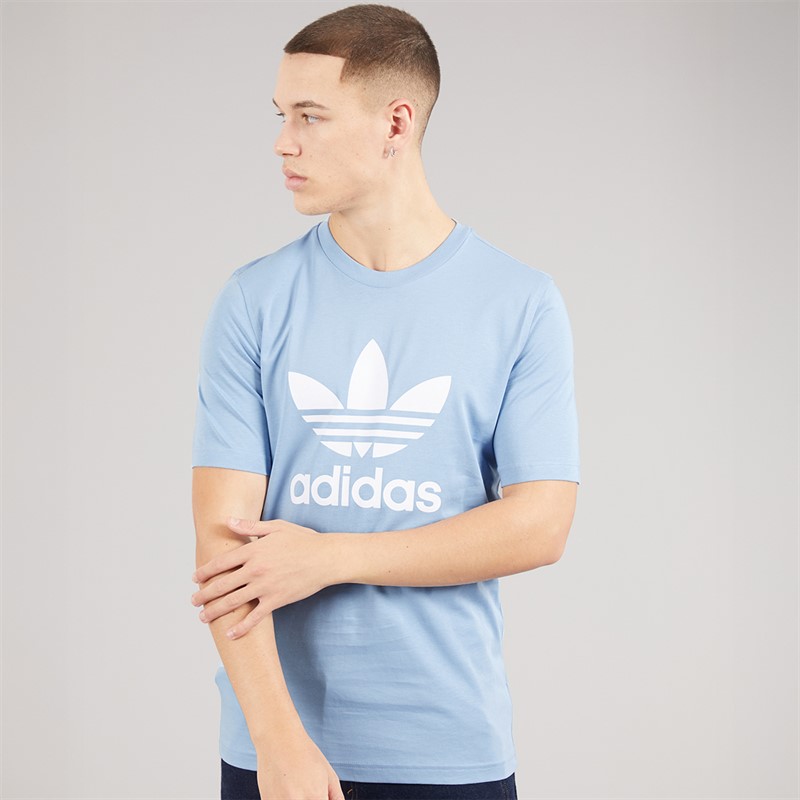 adidas Originals Mens Adicolor Classics Trefoil T-Shirt Ambient Sky/White