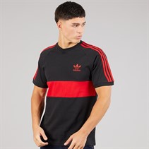 adidas Originals Mens 3-Stripes Adicolor Panel T-Shirt Black/Better Scarlet