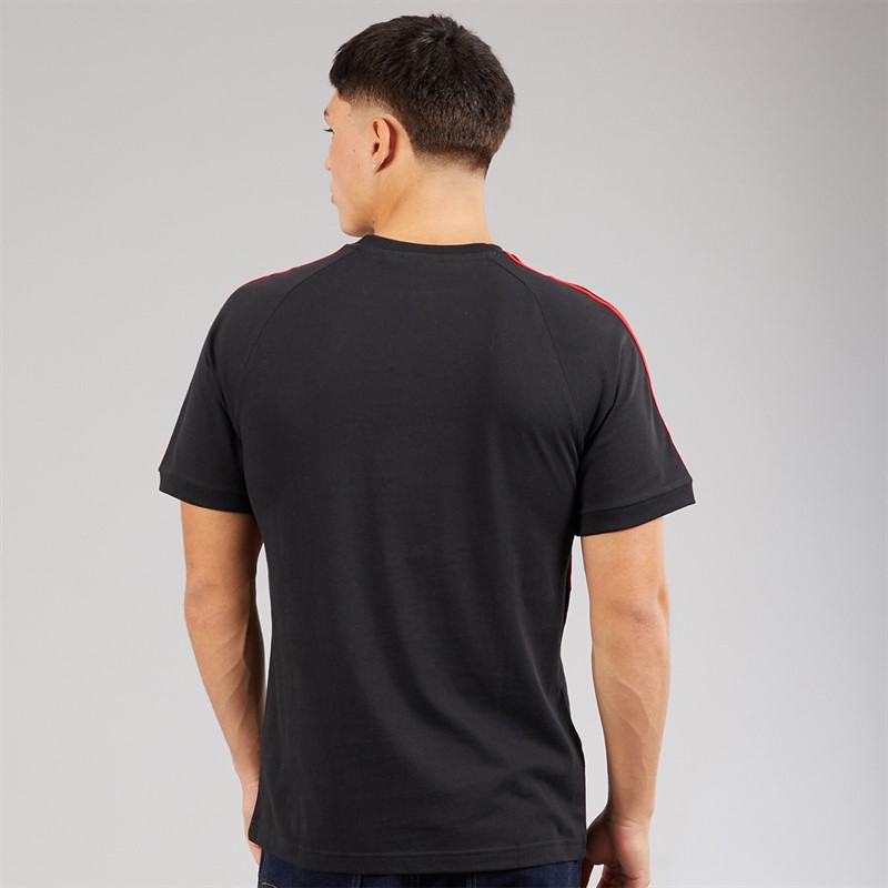 adidas Originals Mens 3-Stripes Adicolor Panel T-Shirt Black/Better Scarlet