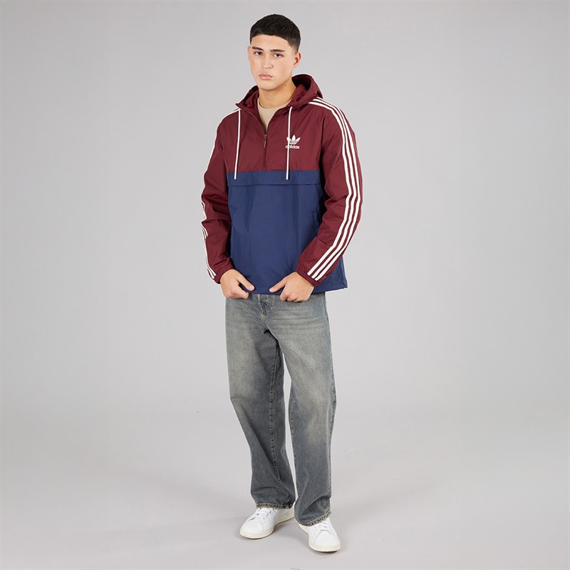 adidas Originals Mens Woven Track Half-Zip Windbreaker Jacket Shadow Red