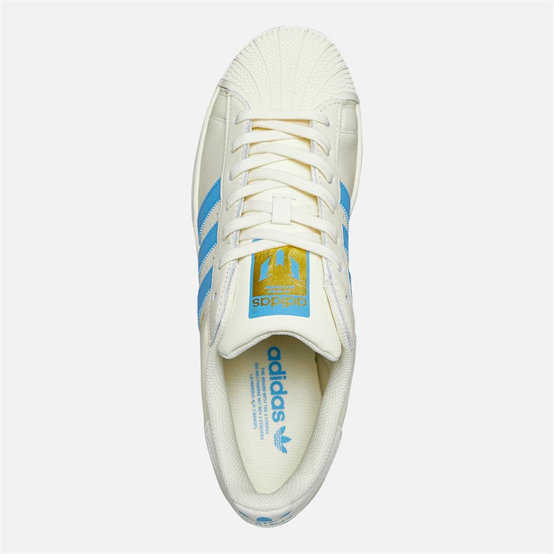 adidas Originals Herren Superstar Messi Turnschuhe Cream White/Semi Blue Burst/Gold Metallic