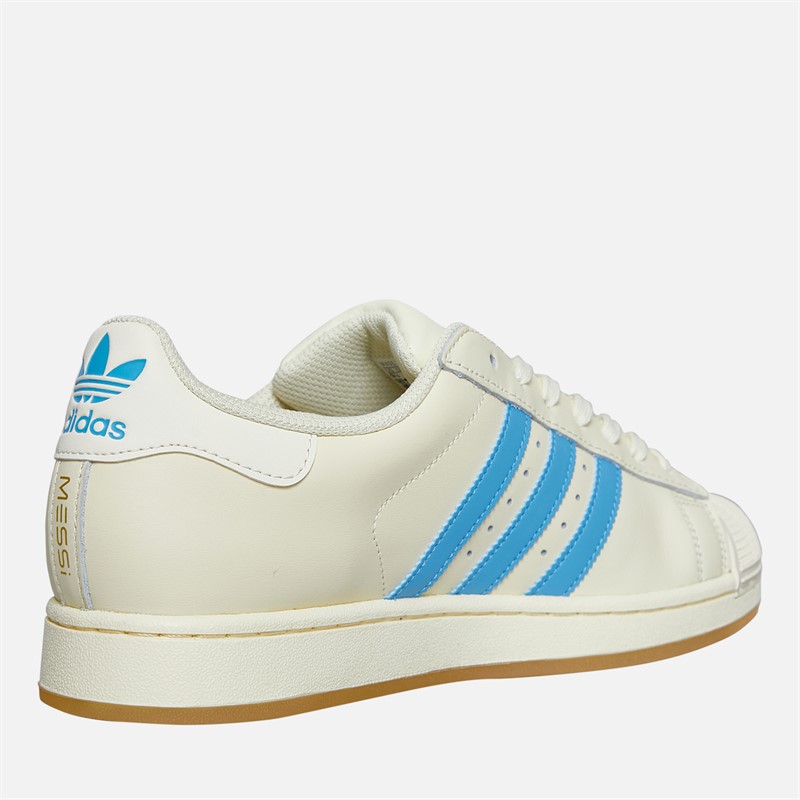 adidas Originals Herren Superstar Messi Turnschuhe Cream White/Semi Blue Burst/Gold Metallic
