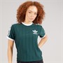 adidas Originals Womens Adicolour 3-Stripes Pinstripe T-Shirt Mineral Green