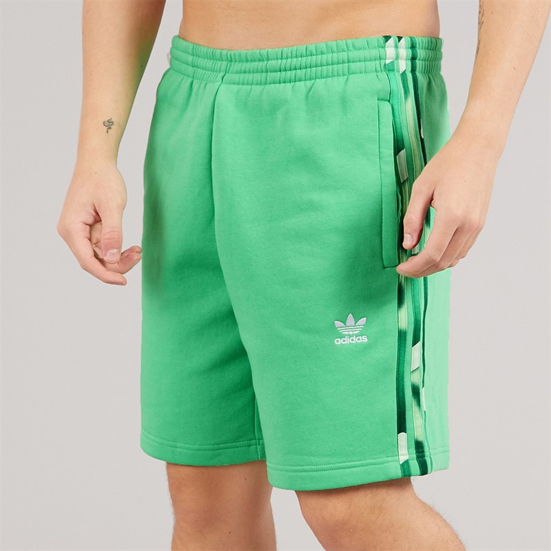 adidas Originals Mens Graphics Camo 3-Stripes Sweat Shorts Semi Screaming Green