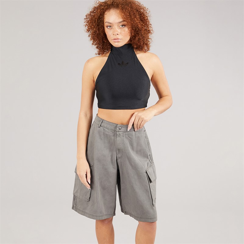 adidas Originals Womens Washed Cargo Twill Denim Shorts Black