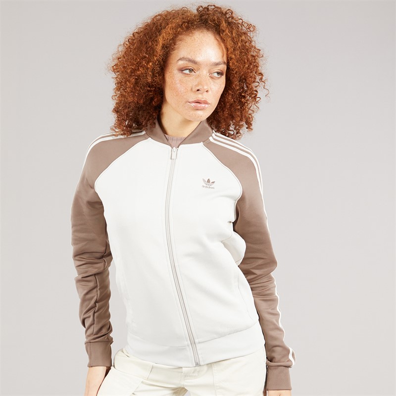 adidas Originals Womens Adicolour Classics Superstar Track Jacket Wonder White/Trace Brown
