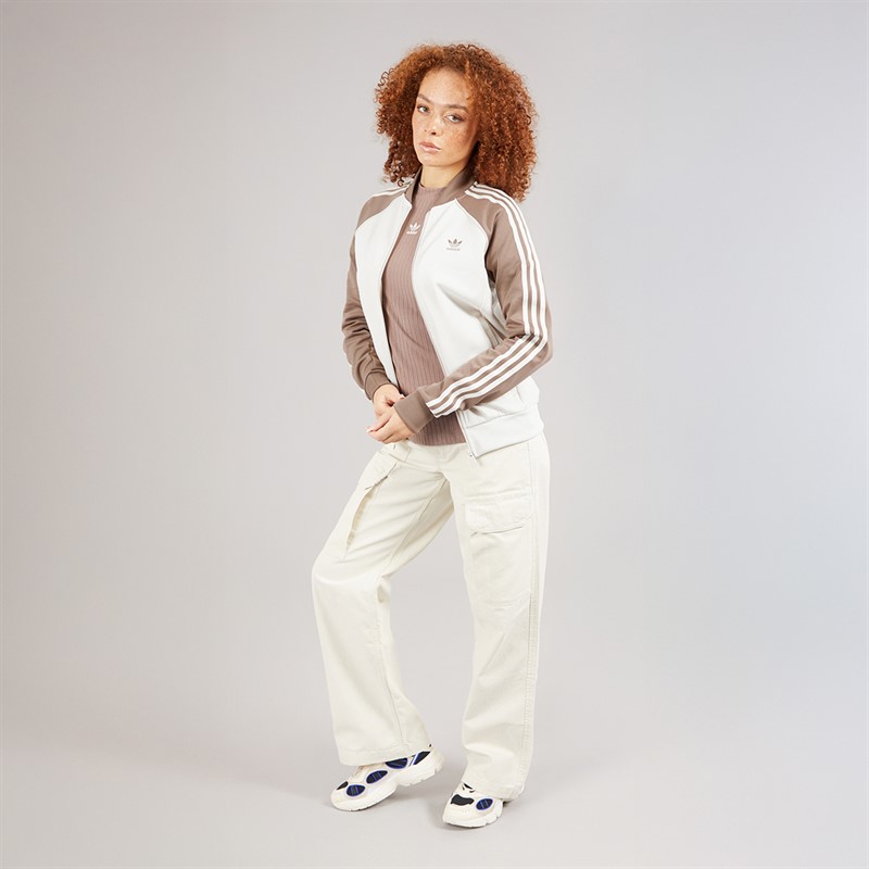 adidas Originals Womens Adicolour Classics Superstar Track Jacket Wonder White/Trace Brown