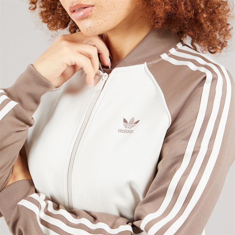 adidas Originals Womens Adicolour Classics Superstar Track Jacket Wonder White/Trace Brown