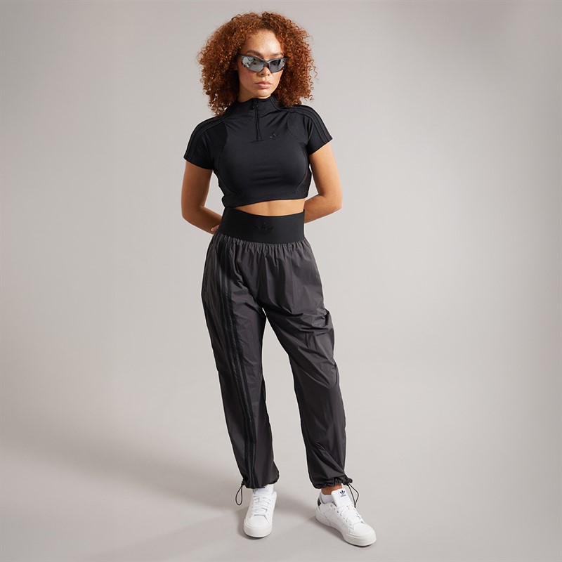 adidas Originals Womens Zip-Up Crop Top Black