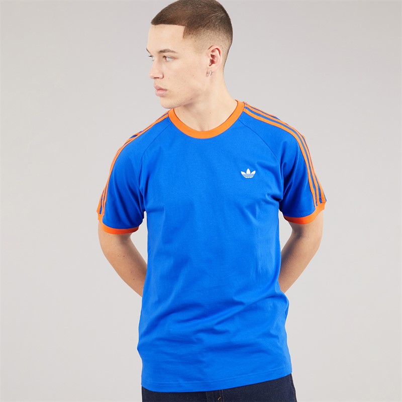 adidas Originals Mens Monogram Trefoil Back Graphic California T-Shirt Blue