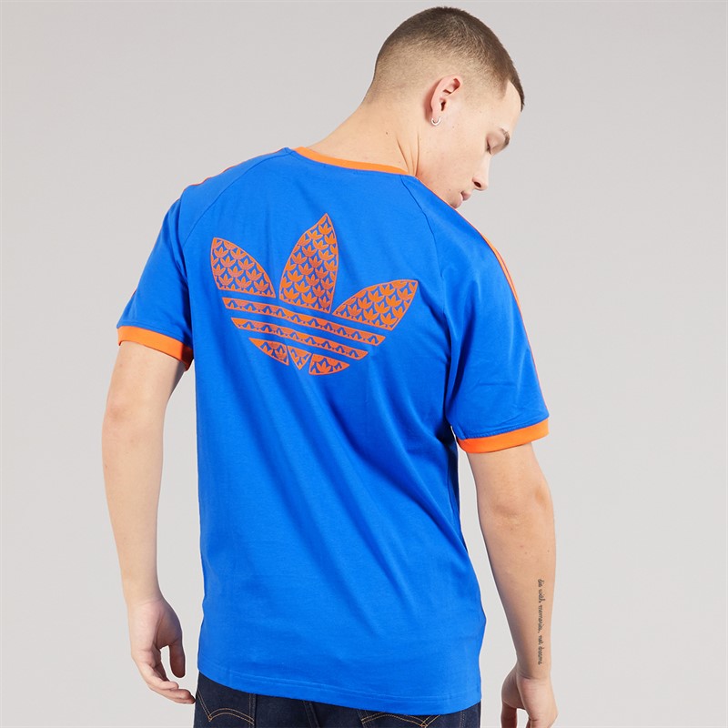 adidas Originals Mens Monogram Trefoil Back Graphic California T-Shirt Blue