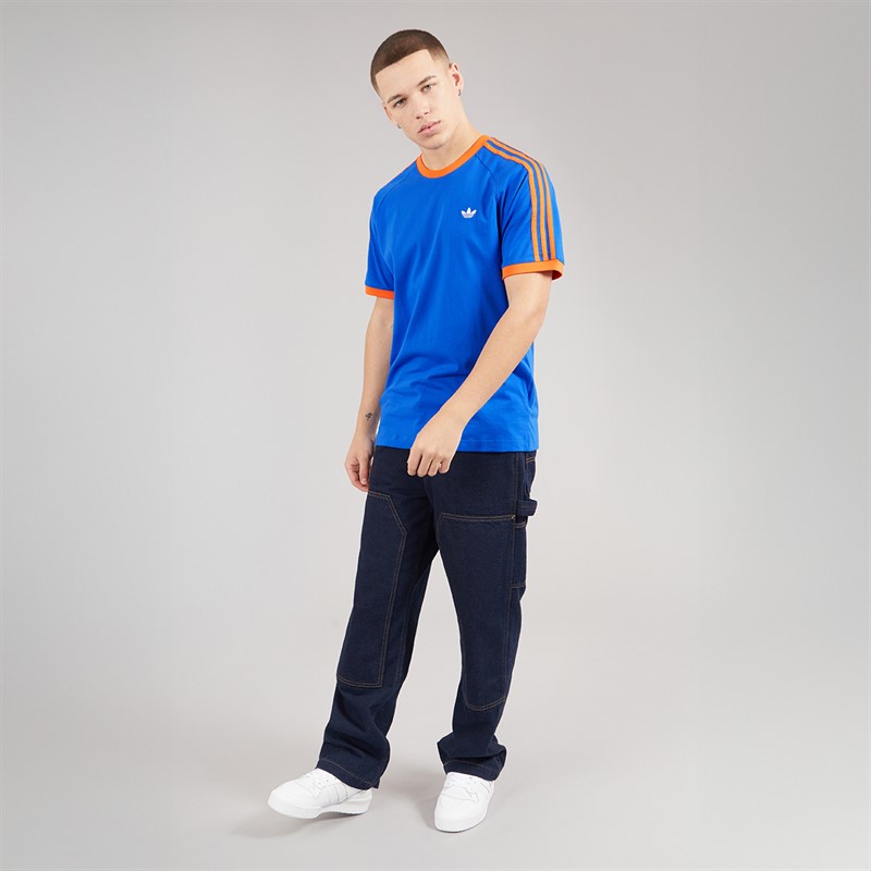 adidas Originals Mens Monogram Trefoil Back Graphic California T-Shirt Blue