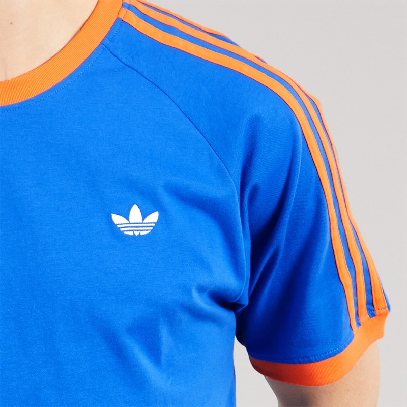 adidas Originals Mens Monogram Trefoil Back Graphic California T-Shirt Blue