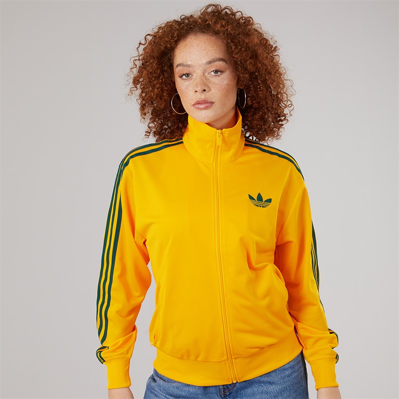 adidas Originals Womens Adicolour Classic Firebird Loose Track Jacket Crew Yellow/Collegiate Green