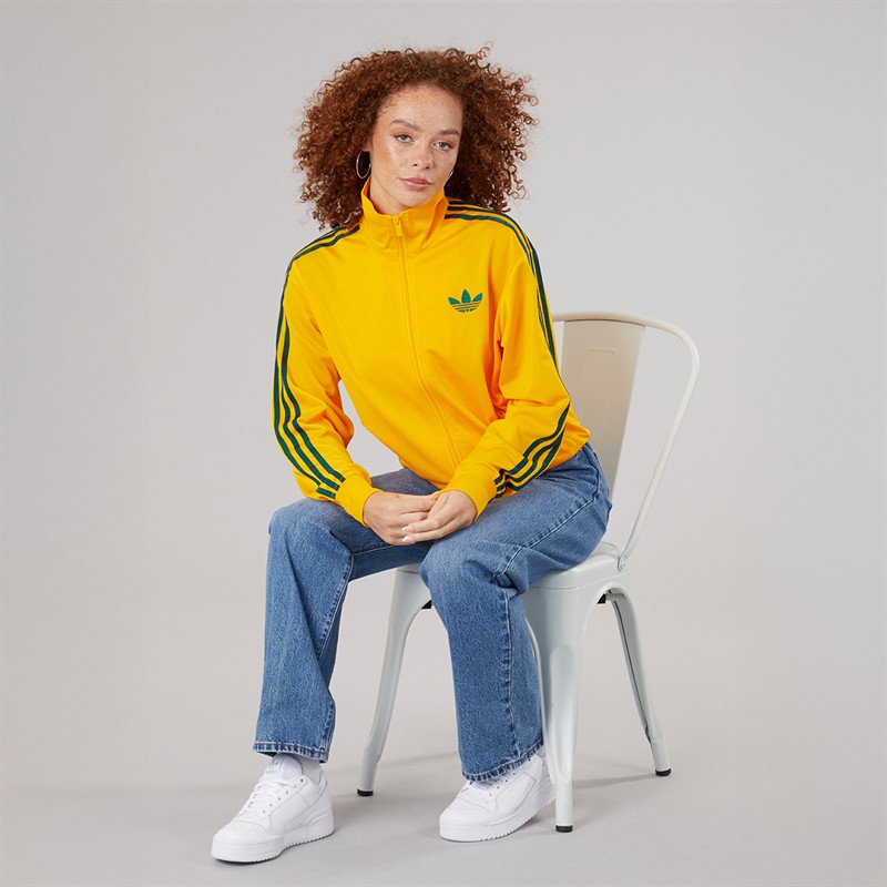 adidas Originals Womens Adicolour Classic Firebird Loose Track Jacket Crew Yellow/Collegiate Green