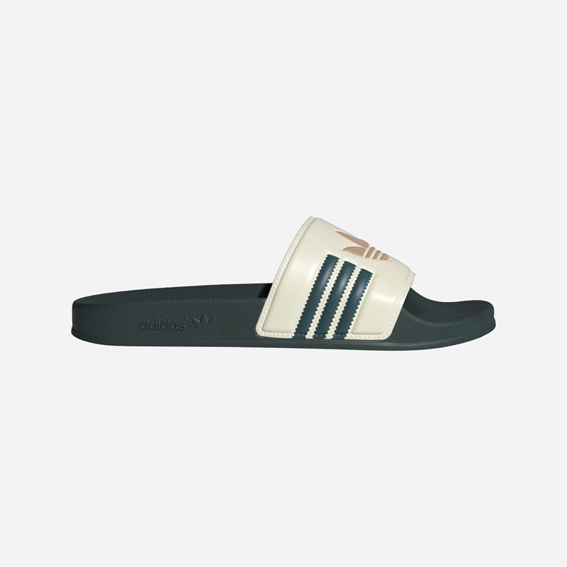 adidas Originals Mens Adilette Sliders Cream White/Mineral Green/Warm Sandstone