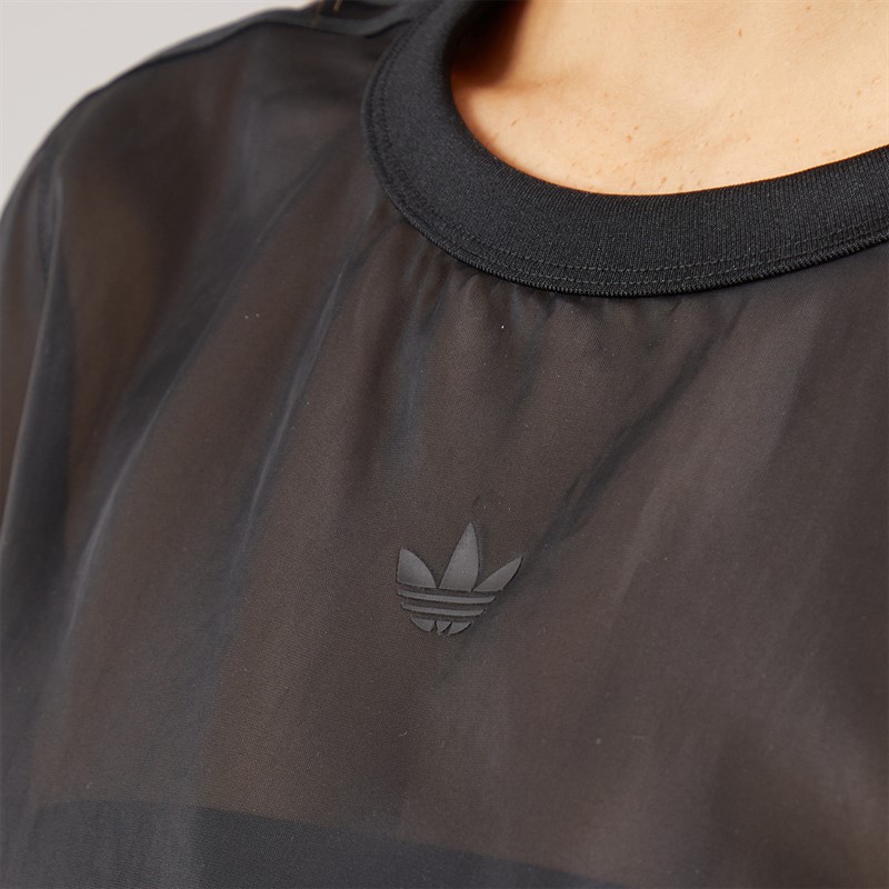 adidas Originals Womens Adicolour Sheer 3-Stripes T-Shirt Black