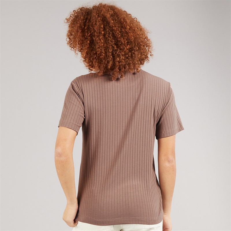 adidas Originals Womens Essentials Wide Rib T-Shirt Trace Brown