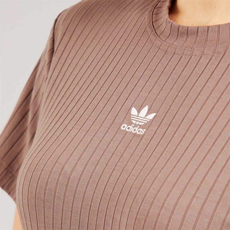 adidas Originals Womens Essentials Wide Rib T-Shirt Trace Brown