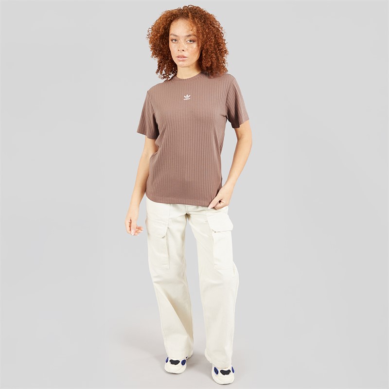 adidas Originals Womens Essentials Wide Rib T-Shirt Trace Brown