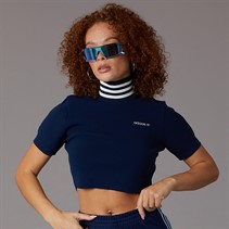 adidas Originals Womens Cropped Turtle Neck T-Shirt Night Indigo/Off White