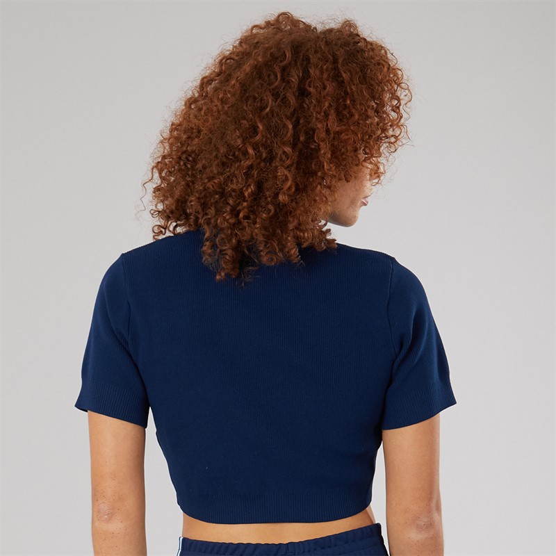 adidas Originals Womens Cropped Turtle Neck T-Shirt Night Indigo/Off White