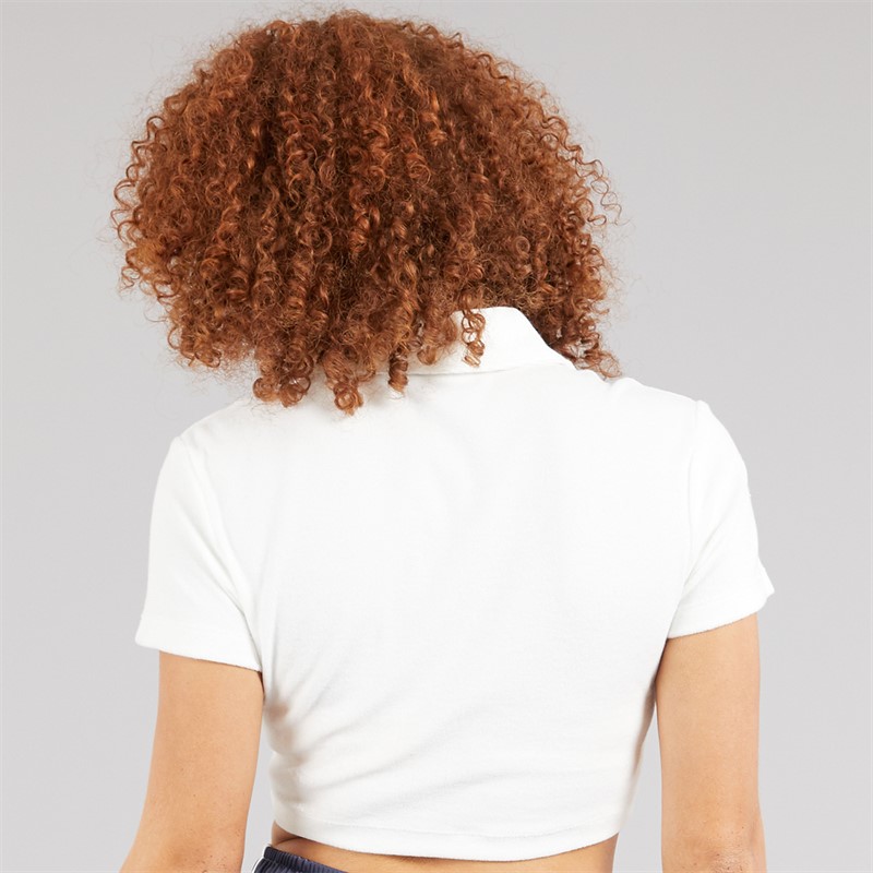 adidas Originals Womens Towel Button Down Polo Shirt Cloud White