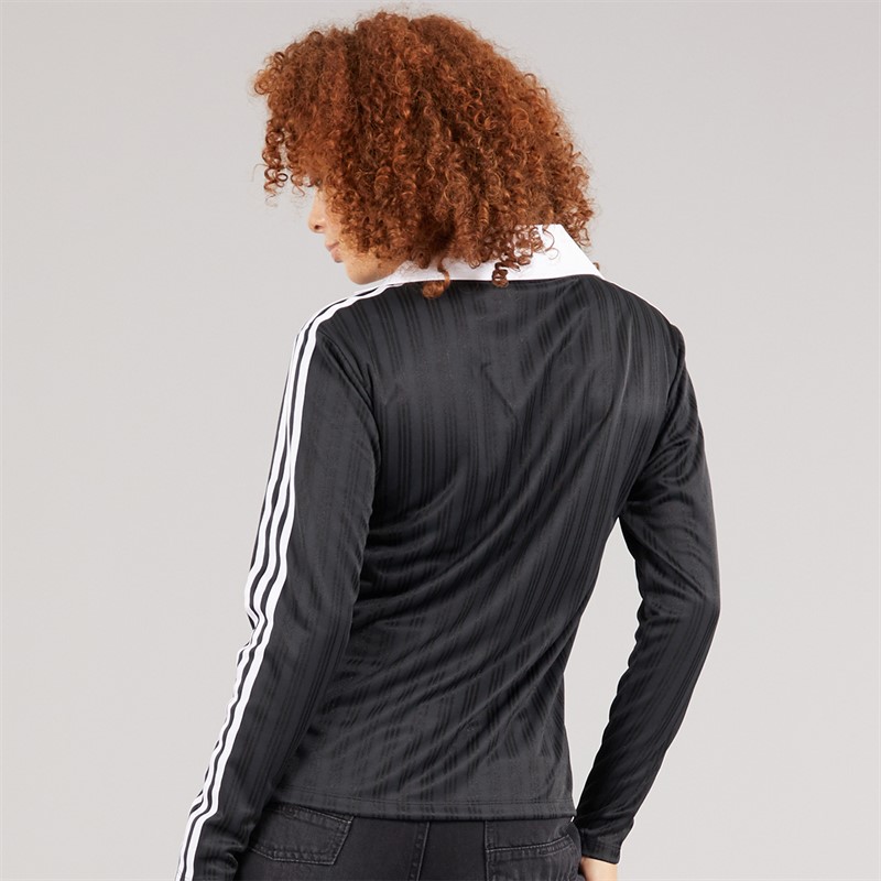 adidas Originals Womens V-Neck Long Sleeve Top Black