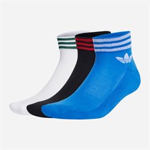 adidas Originals Mens Trefoil Island Club Trefoil Three Pack Ankle Socks Black/Blue/White
