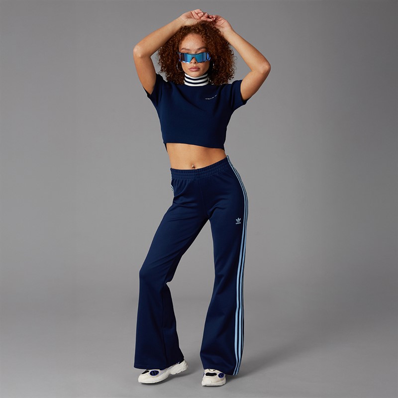adidas Originals Womens Adicolour 3-Stripes Flared Track Pants Night Indigo