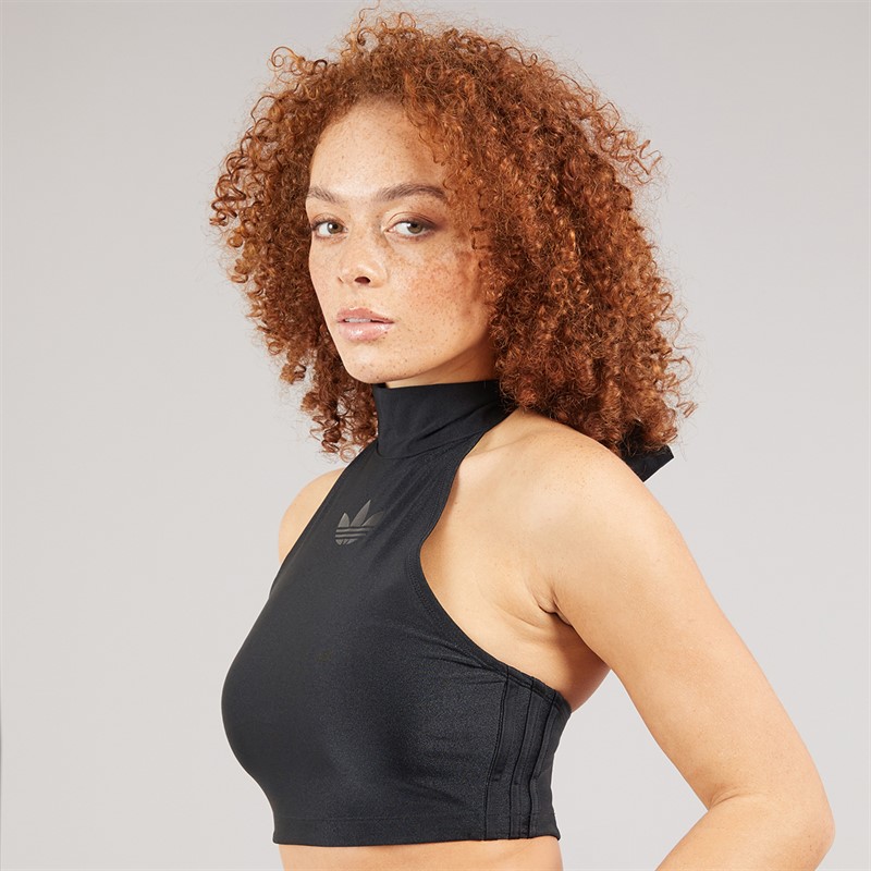 adidas Originals Womens Tie Neck Crop Top Black