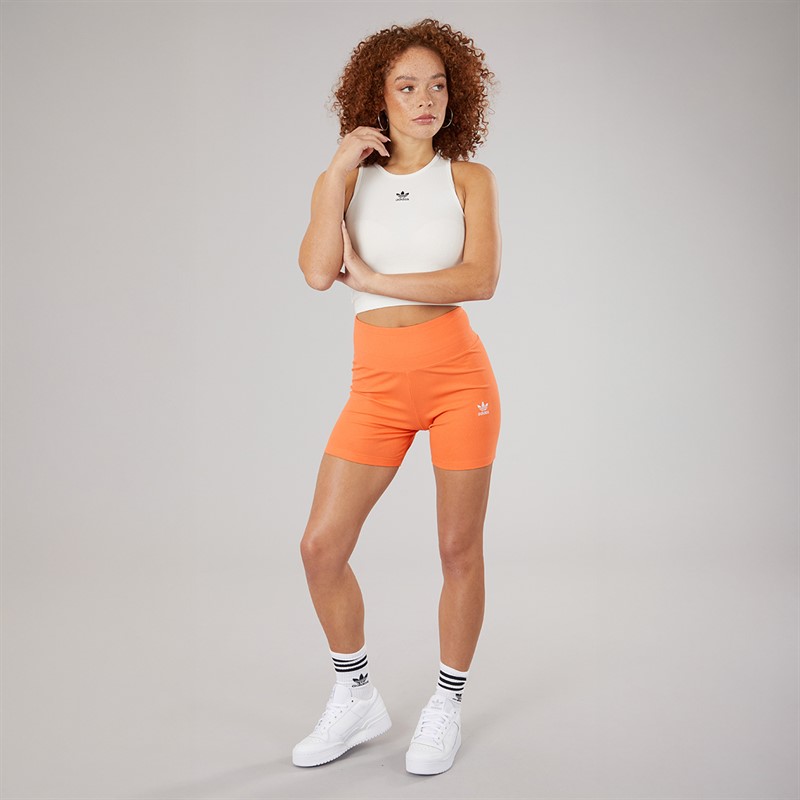 adidas Originals Womens Essentials Rib Biker Shorts Semi Coral