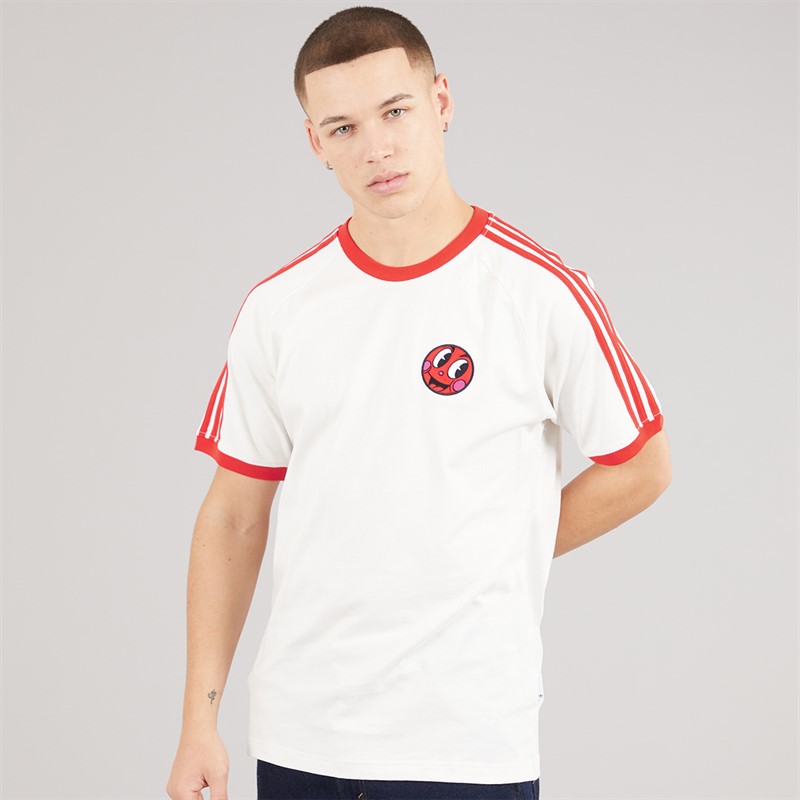 adidas Originals Mens X Made By Nelson Back Graphic California T-Shirt Cloud White