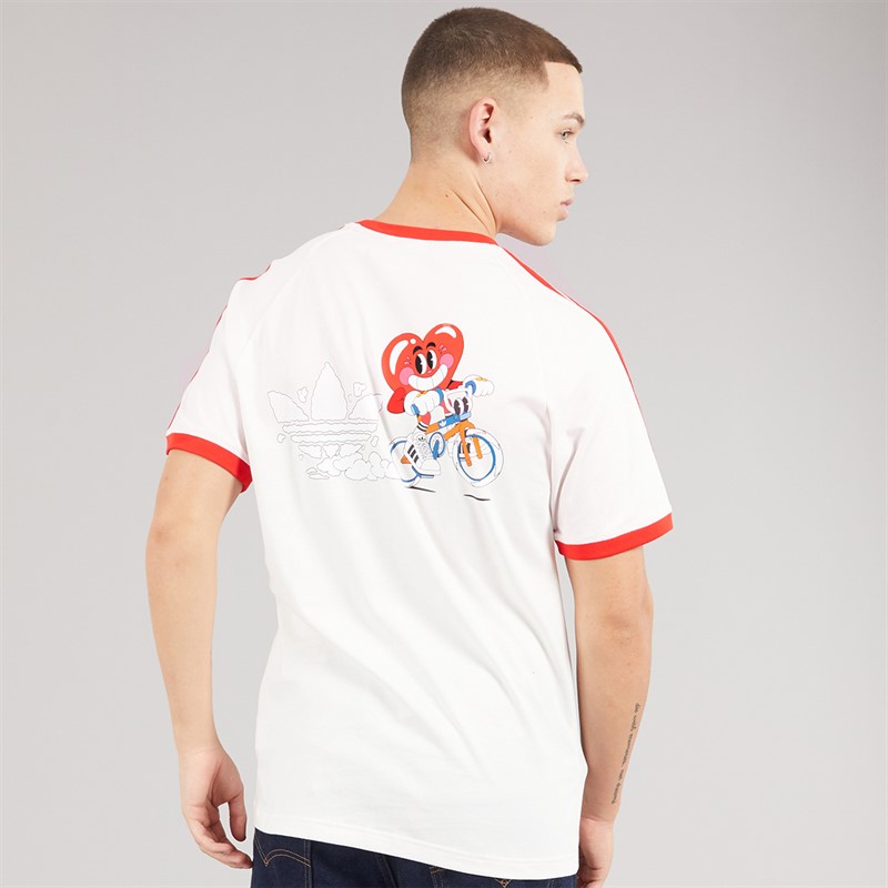 adidas Originals Mens X Made By Nelson Back Graphic California T-Shirt Cloud White