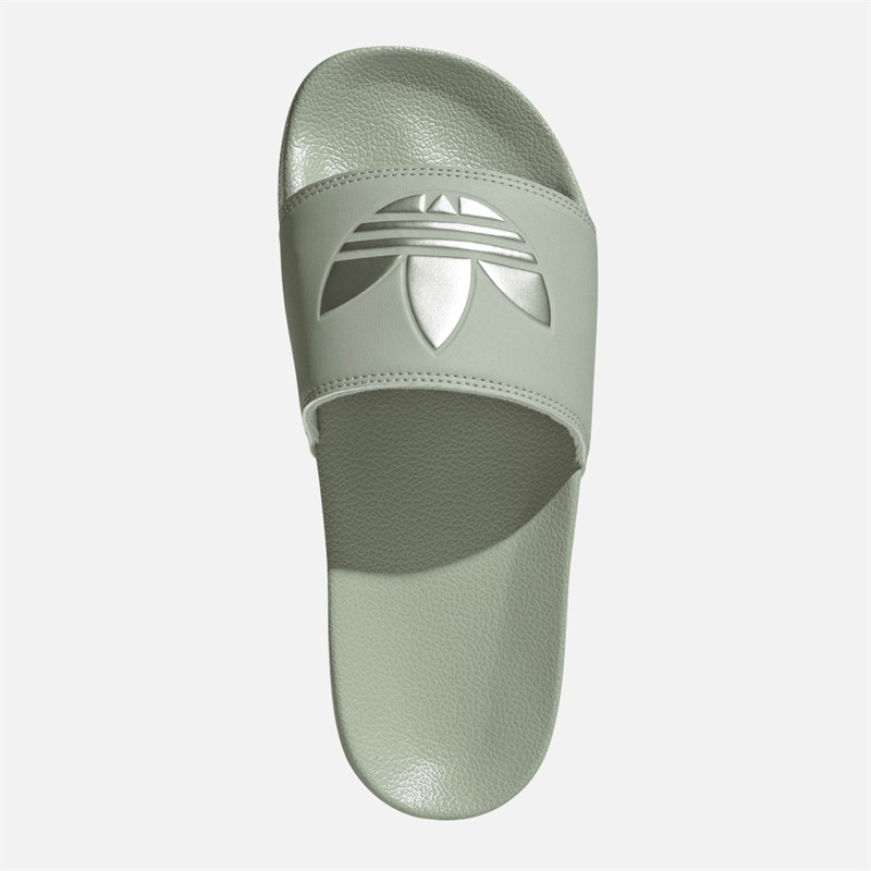 adidas Originals Womens Adilette Lite Sliders Halo Green/Silver Metallic