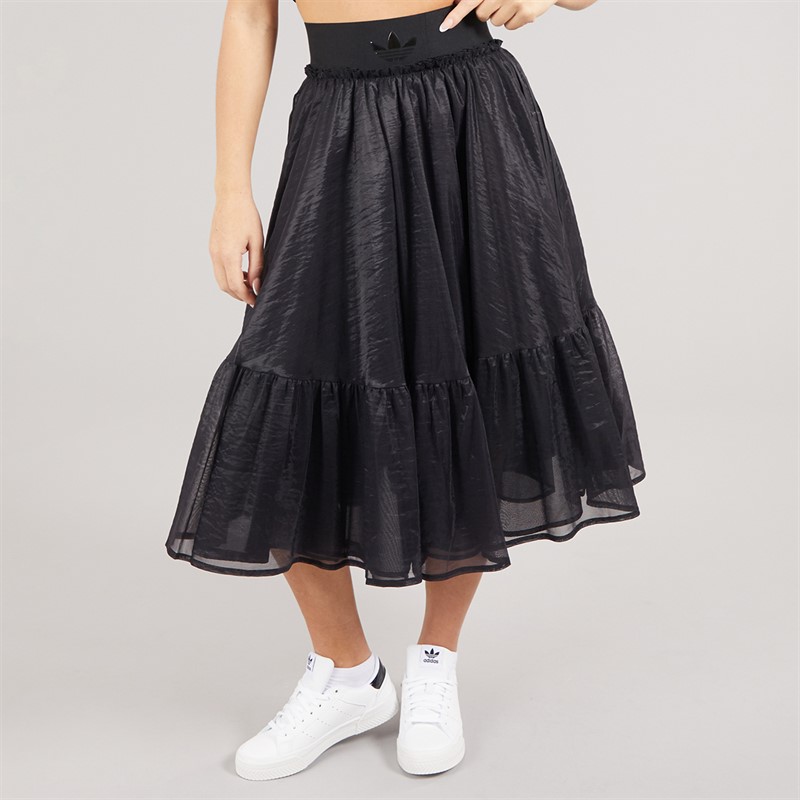 adidas Originals Womens Waistband Tulle Maxi Skirt Black