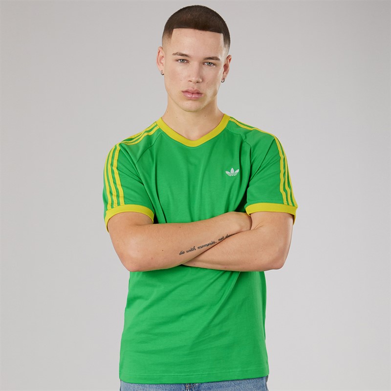 adidas Originals Mens Monogram Trefoil Back Graphic California T-Shirt Energy Green